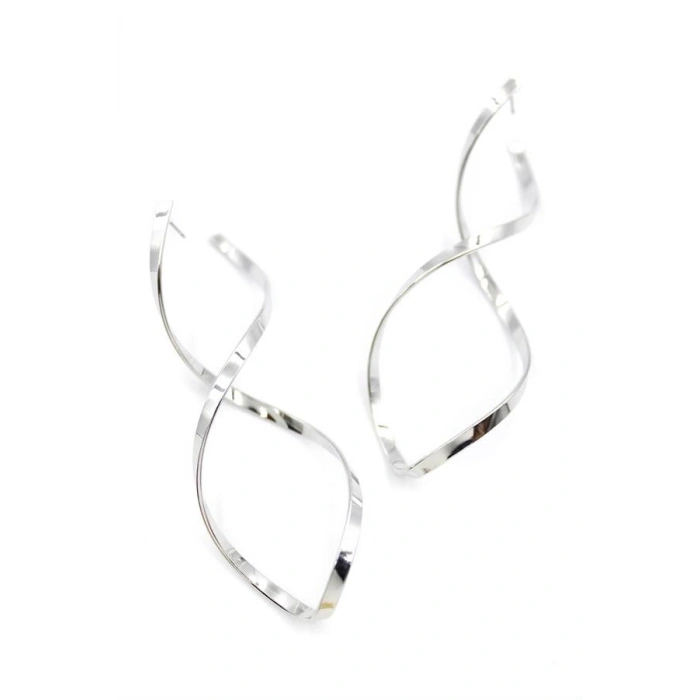 Dalgalı Küpe - Gümüş