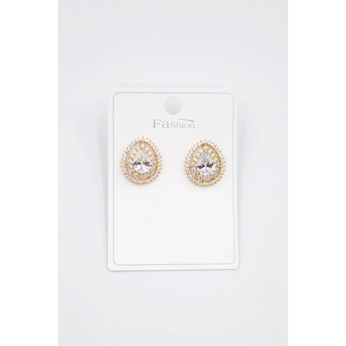 Damla Taşlı Küpe - Altın