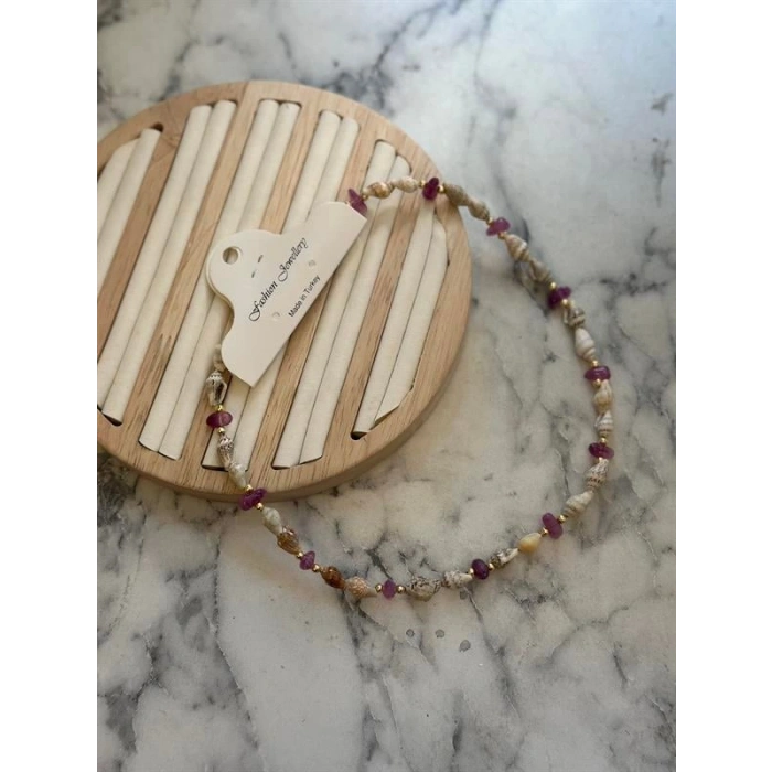 Deniz Kabuğu Kolye - Mor