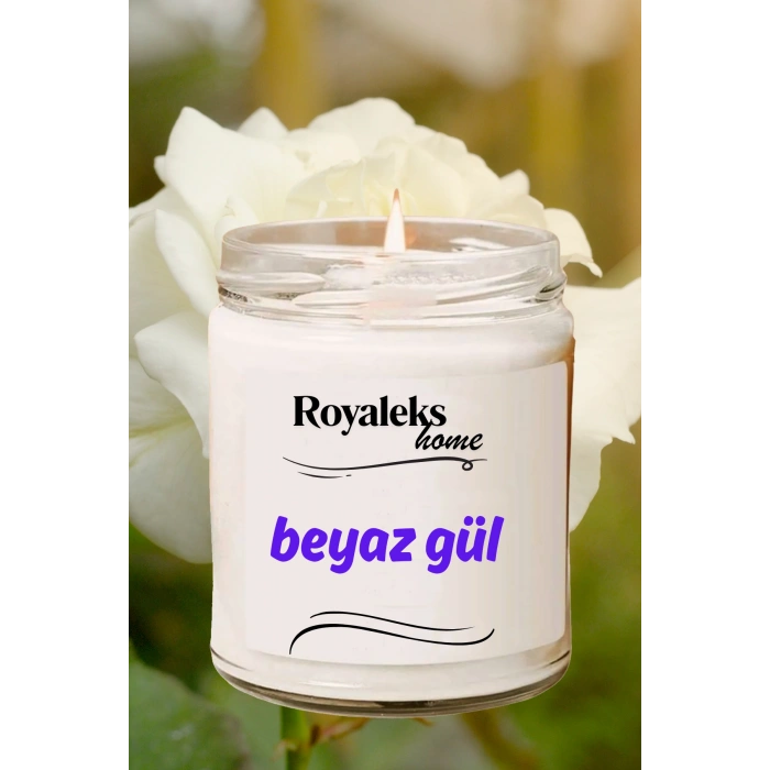 Doğal Özel Seri Kokulu Dekoratif Kavanoz Mum 210 cc - Beyaz Gül - RYL