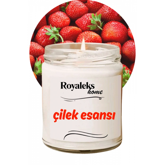 Doğal Özel Seri Kokulu Dekoratif Kavanoz Mum 210 cc - Çilek Esansı - RYL