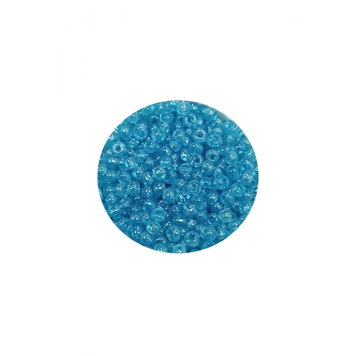 Dökme Cam Kum Boncuk (11/0) 2 mm - 20 Gram -  Şeffaf Camgöbeği - BNC023