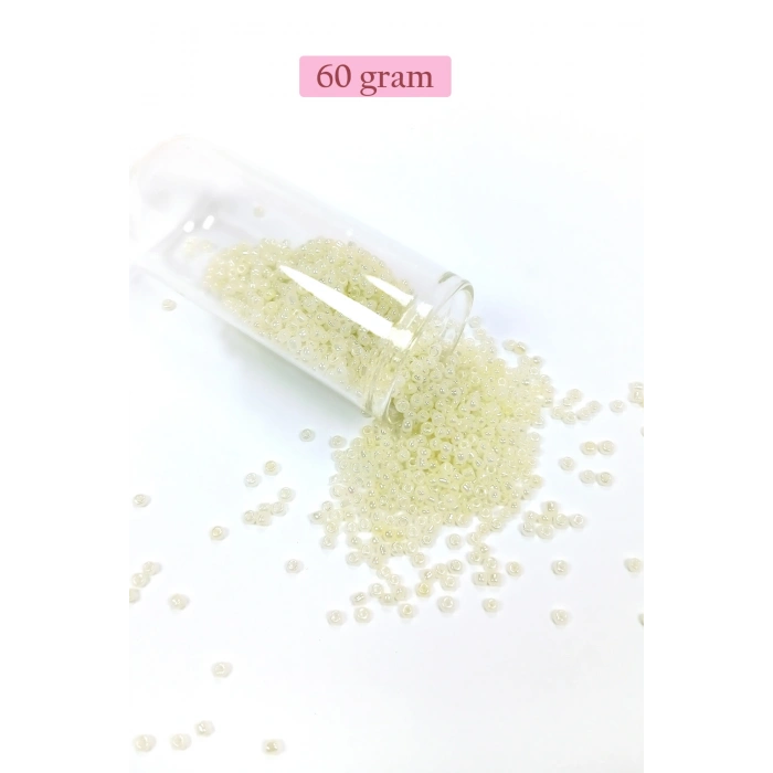 Dökme Cam Kum Boncuk (11/0) 2 mm - 60 Gram -  Krem - BNC047