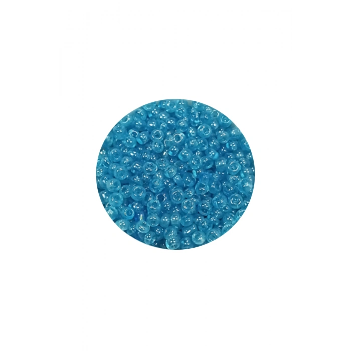 Dökme Cam Kum Boncuk (11/0) 2 mm - 60 Gram -  Şeffaf Koyu Camgöbeği - BNC061