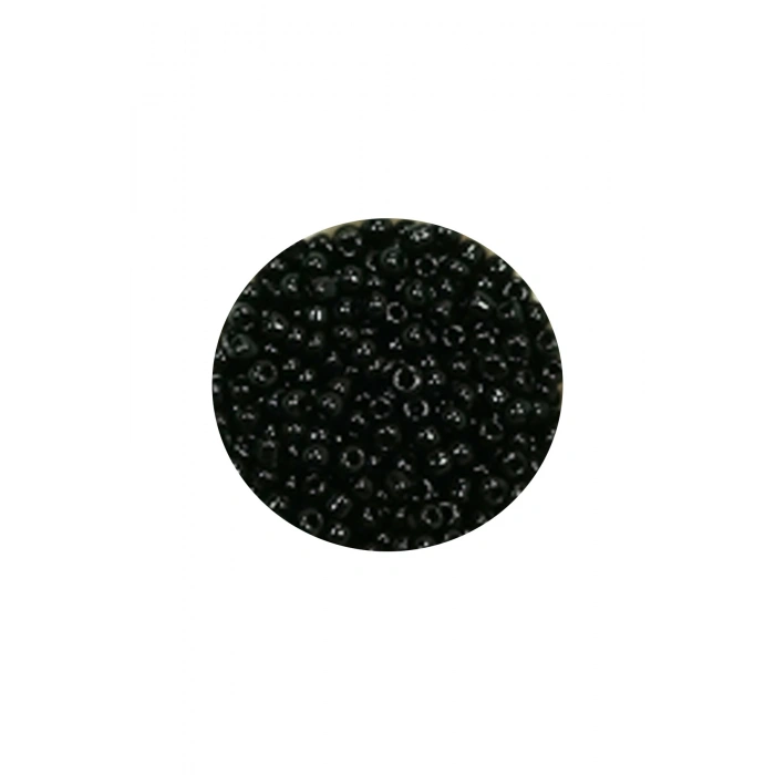 Dökme Cam Kum Boncuk (11/0) 2 mm - 60 Gram -  Siyah - BNC045