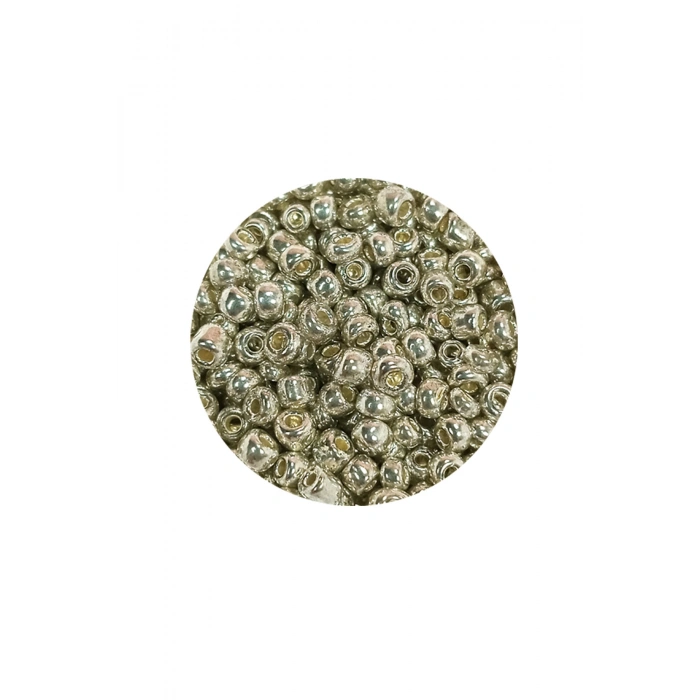 Dökme Cam Kum Boncuk (8/0) 3 mm - 60 Gram - Parlak Gümüş - BNC188