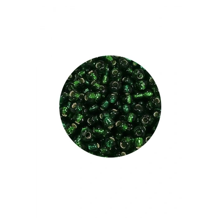 Dökme Cam Kum Boncuk (8/0) 3 mm - 60 Gram - Şeffaf Asker Yeşili - BNC218