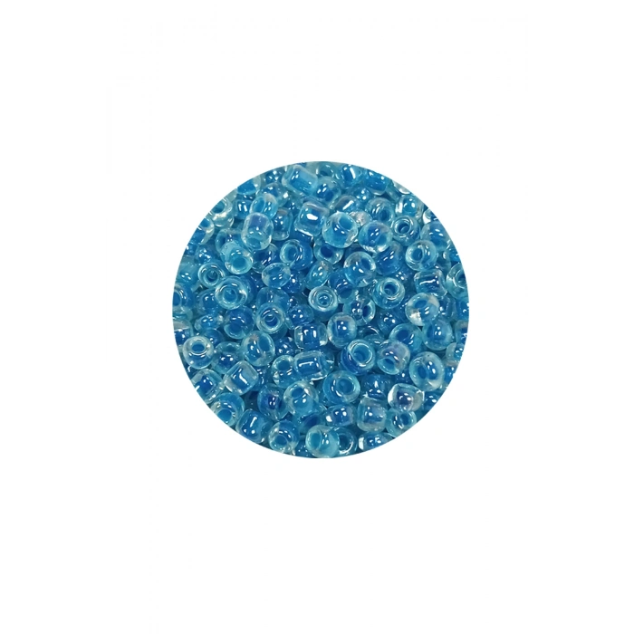 Dökme Cam Kum Boncuk (8/0) 3 mm - 60 Gram - Şeffaf Gök Mavi - BNC214