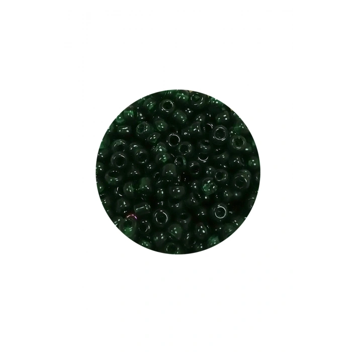 Dökme Cam Kum Boncuk (8/0) 3 mm - 60 Gram - Şeffaf Koyu Yeşil - BNC196