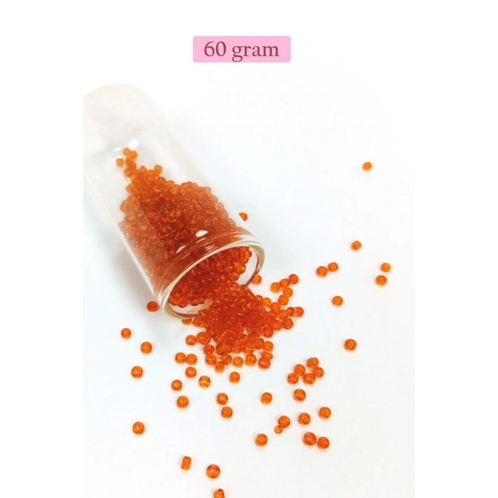 Dökme Cam Kum Boncuk (8/0) 3 mm - 60 Gram - Şeffaf Turuncu - BNC206