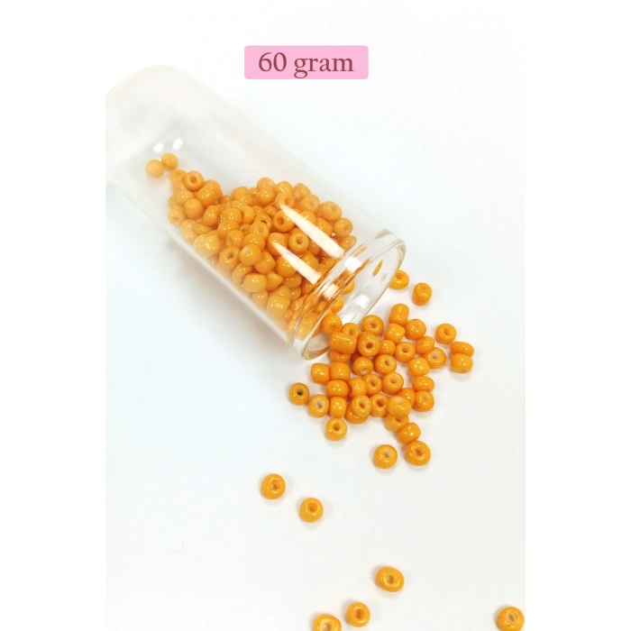 Dökme Cam Kum Boncuk Büyük Boy (6/0) 4 mm - 60 Gram - Açık Turuncu - BNC131