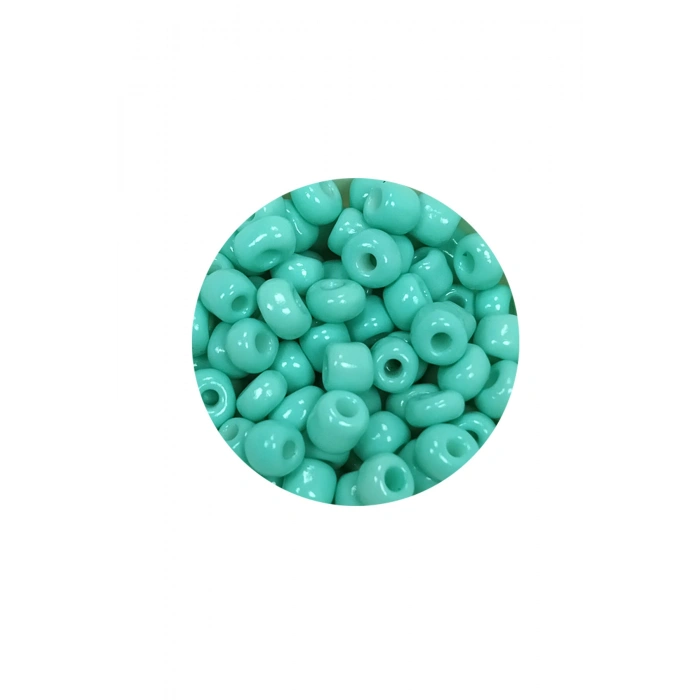 Dökme Cam Kum Boncuk Büyük Boy (6/0) 4 mm - 60 Gram - Açık Yeşil - BNC124