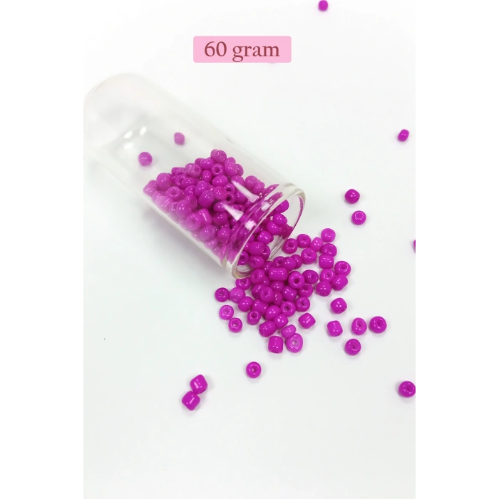 Dökme Cam Kum Boncuk Büyük Boy (6/0) 4 mm - 60 Gram - Fuşya - BNC135