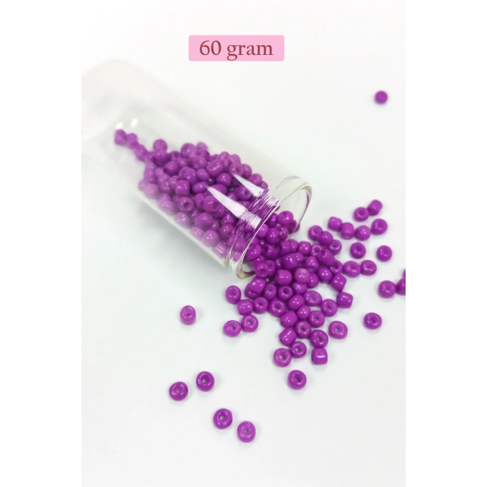 Dökme Cam Kum Boncuk Büyük Boy (6/0) 4 mm - 60 Gram - Koyu Eflatun - BNC123