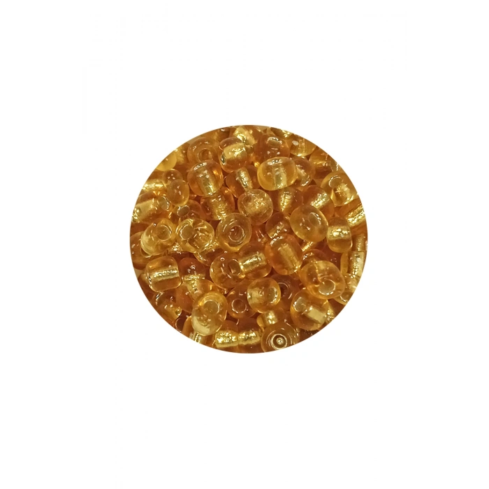 Dökme Cam Kum Boncuk Büyük Boy (6/0) 4 mm - 60 Gram - Şeffaf Bal - BNC119