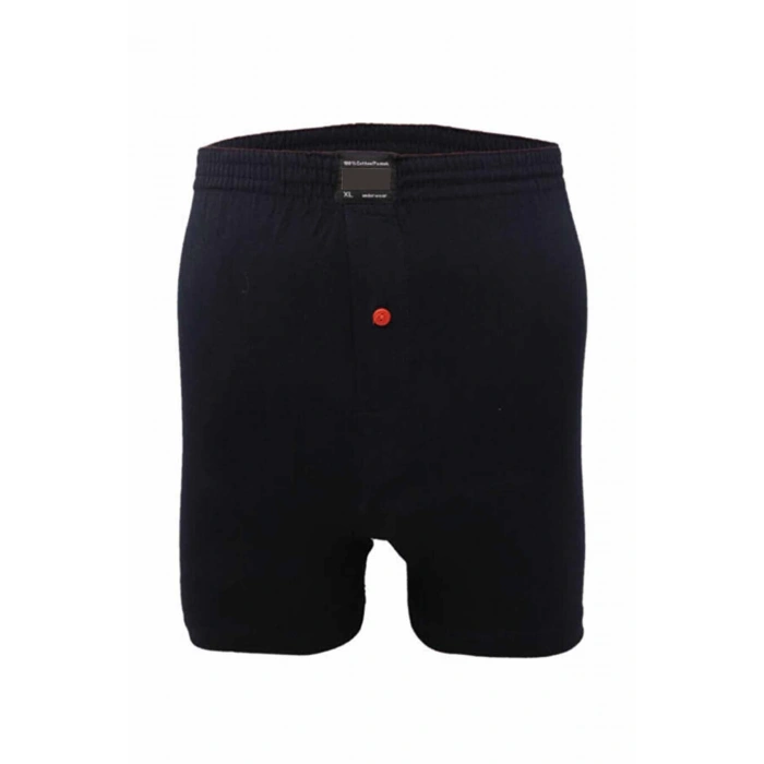 Düğmeli Pamuklu Erkek Penye Boxer Lacivert - 1146A