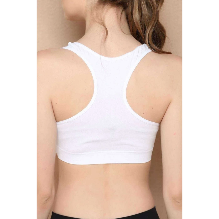 Elite Life Geniş Askılı Kadın Destekli Sporcu Büstiyer Beyaz Sütyen 777