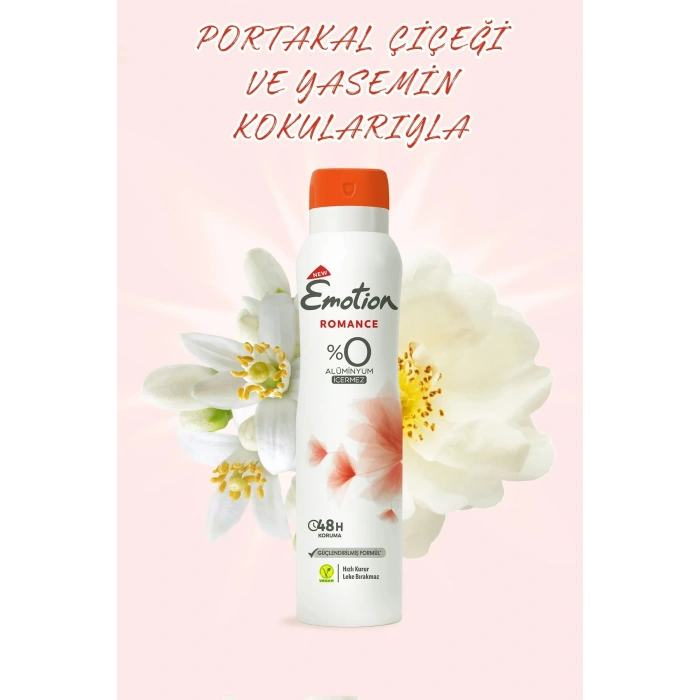 Emotion Romance Kadın Vegan Deodorant 150 Ml Hızlı Kurur, Leke Bırakmaz
