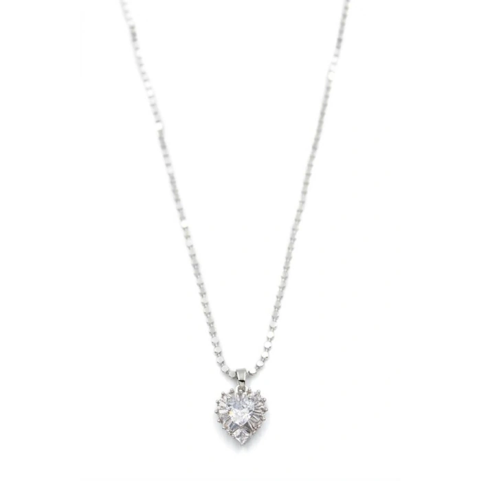 Ezme Zincir Taşlı Kolye - Gümüş