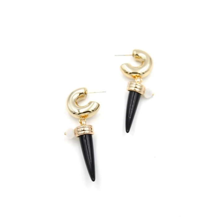 Fildişi Halka Küpe - Siyah