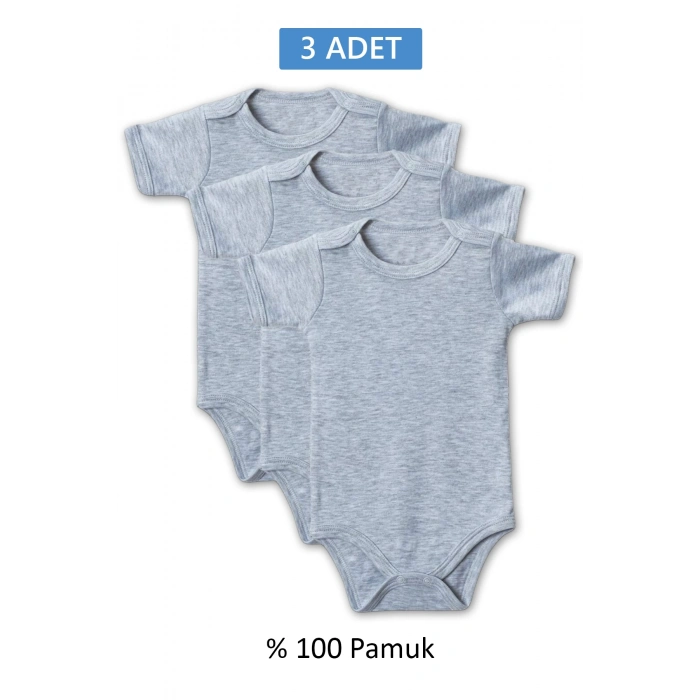 Gri Yarım Kol Body Zıbın 7-12 YAŞ Çocuklar İçin (3 ADET) Alttan Çıtçıtlı Özel Gereksinimli
