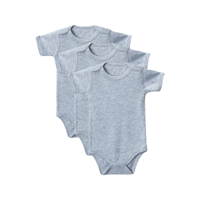 Gri Yarım Kol Body Zıbın 7-12 YAŞ Çocuklar İçin (3 ADET) Alttan Çıtçıtlı Özel Gereksinimli