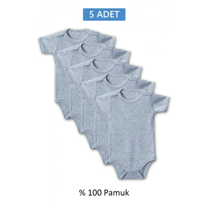 Gri Yarım Kol Body Zıbın 7-12 YAŞ Çocuklar İçin (5 ADET) Alttan Çıtçıtlı Özel Gereksinimli