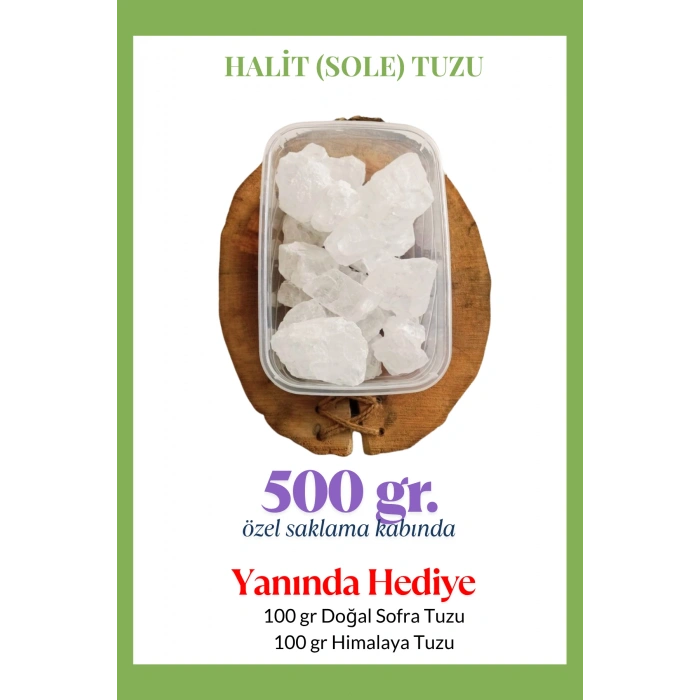 Halit Kristal Himalaya Tuzu 0,5 Kg. Berrak Kristal Tuz - Kristal Sole Tuzu Halit Tuz 500 Gr. - HEDİYELİ