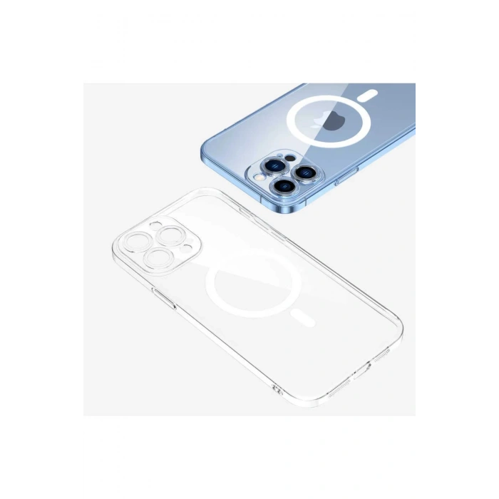 Iphone 13 Pro Max Kılıf Kamera Lens Korumalı Magsafe Destekli Şeffaf Darbe Emici Sert Kapak