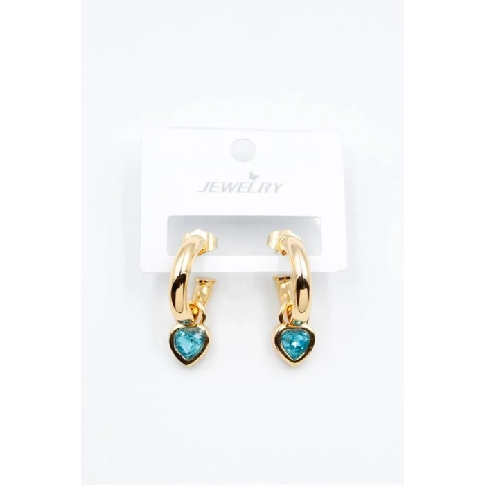 Kalp Halka Küpe - Turkuaz