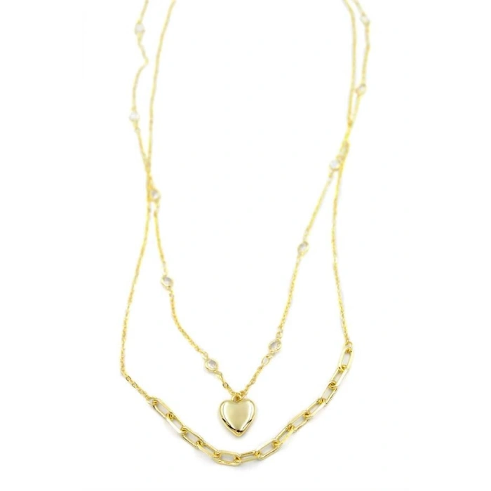 Kalp Kolye - 90cm - Altın