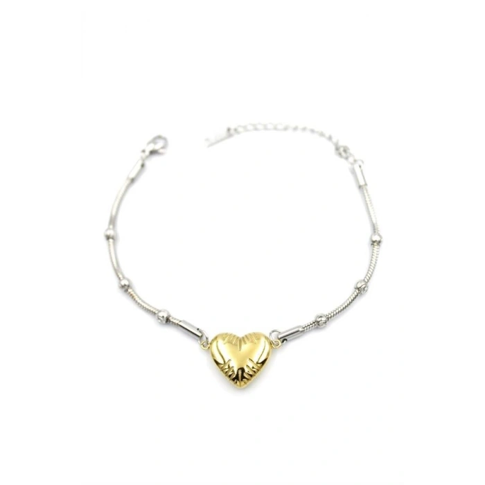 Kalp Zincir Bileklik - Altın