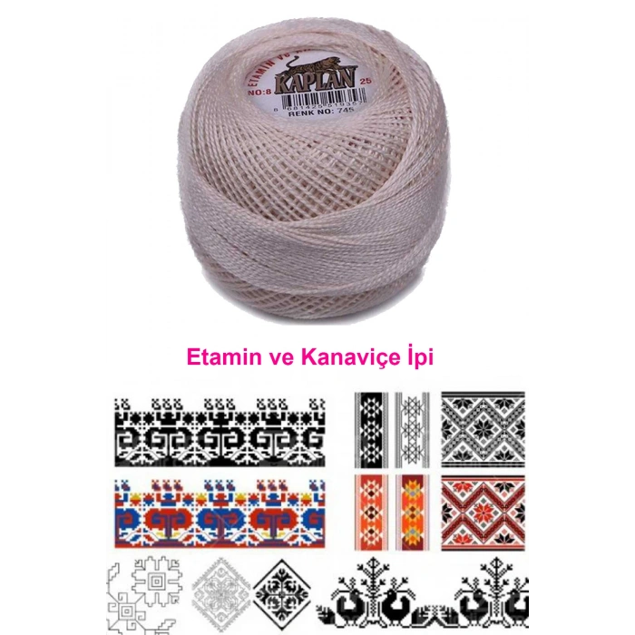 Kaplan Etamin Ve Kanaviçe İpi 8 No Kod/Renk: 745 - Royaleks