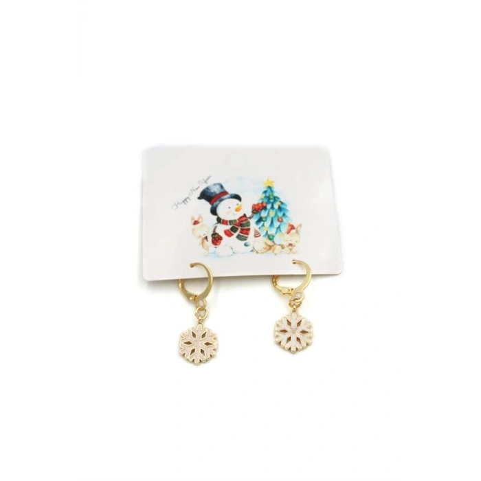 Kar Tanesi Yılbaşı Küpe - Altın