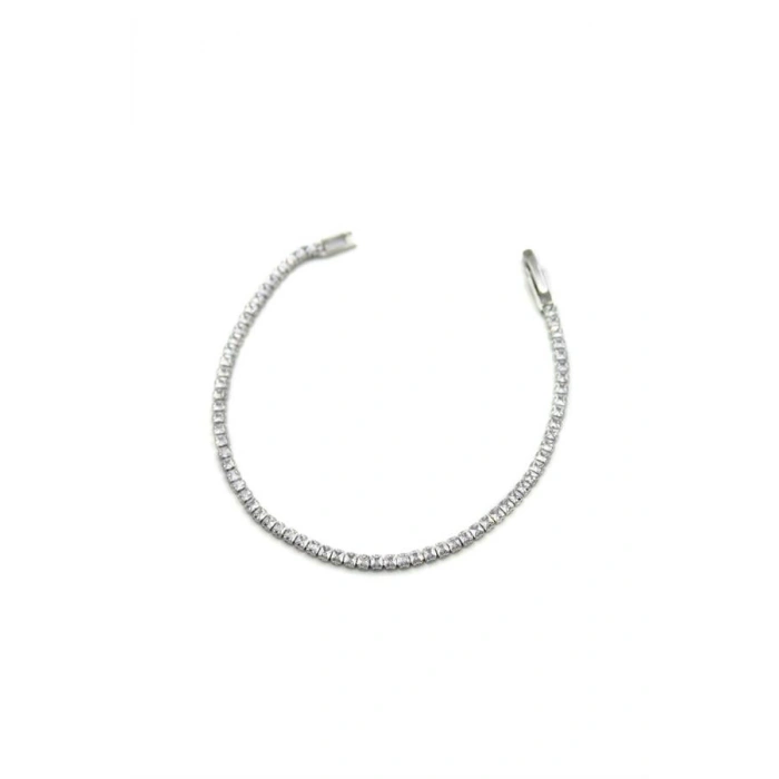 Kare Taşlı Su yolu Bileklik - Gümüş