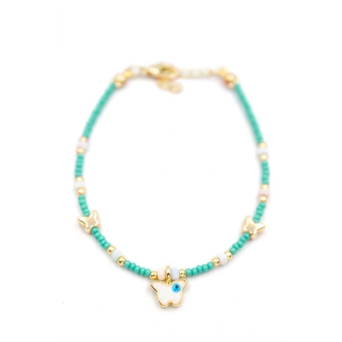 Kelebek Boncuk Bileklik - Açık Yeşil