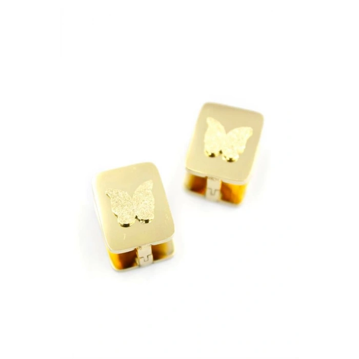 Kelebek Çelik Küpe - Altın