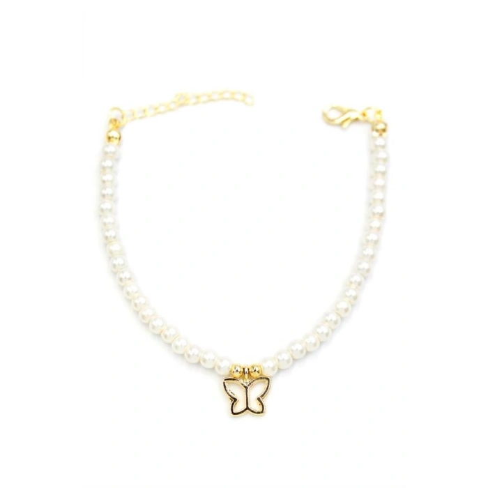 Kelebek İnci Bileklik - Altın