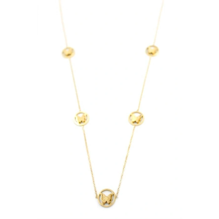 Kelebek Kolye - 90 cm - Altın