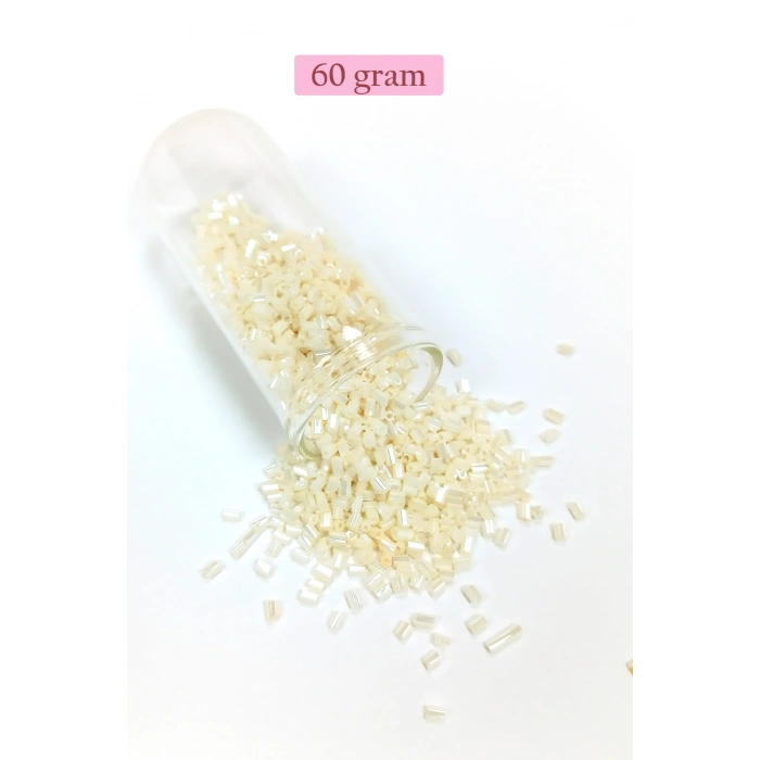 Kesme Cam Boncuk 2mm - 60 Gram - Krem - BNC384