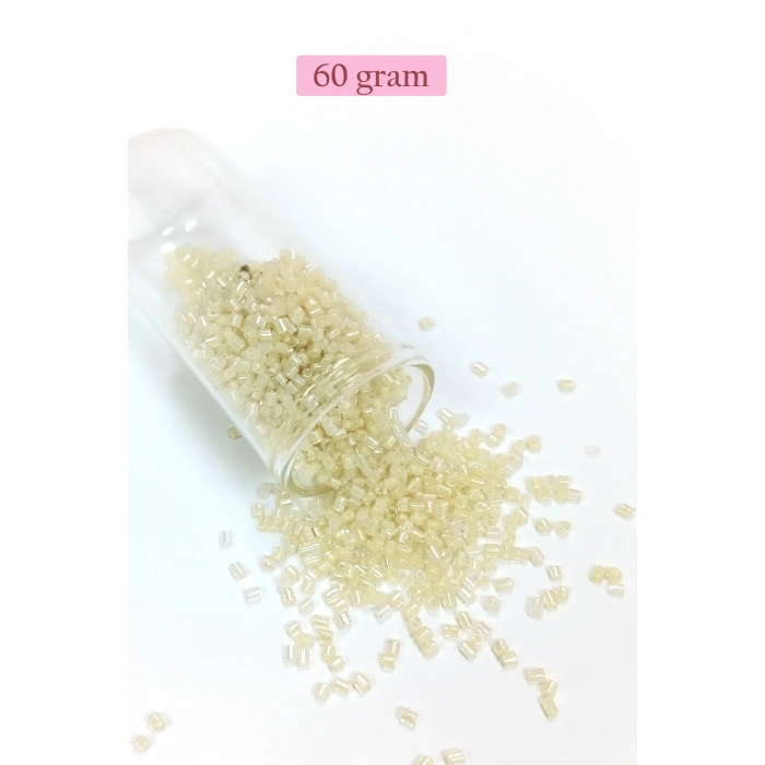 Kesme Cam Boncuk 2mm - 60 Gram - Şeffaf Krem - BNC387