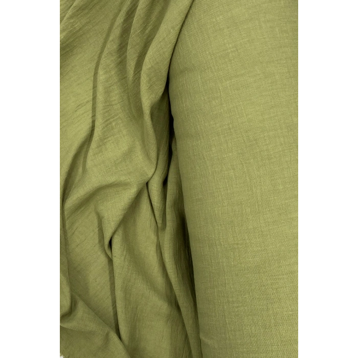 Keten Kumaş - Organik Kumaş - Perde Kumaşı - Ince Keten - Kıyafet Için Kumaş Örtü Haki Yeşil 82