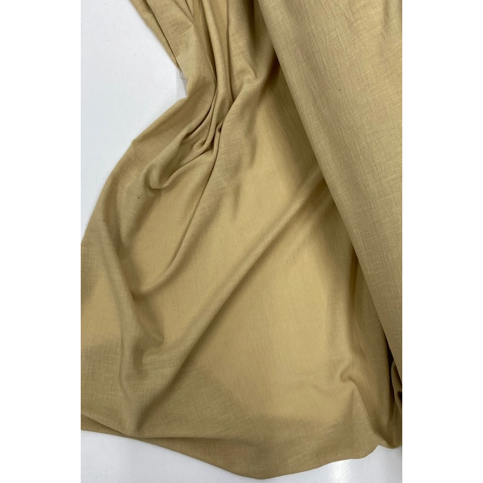 Keten Kumaş - Organik Kumaş - Perde Kumaşı - Ince Keten - Kıyafet Için Kumaş Örtü Koyu Bej 81