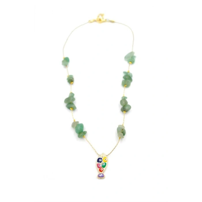 Kırıktaşlı Balık Kolye - Su Yeşili