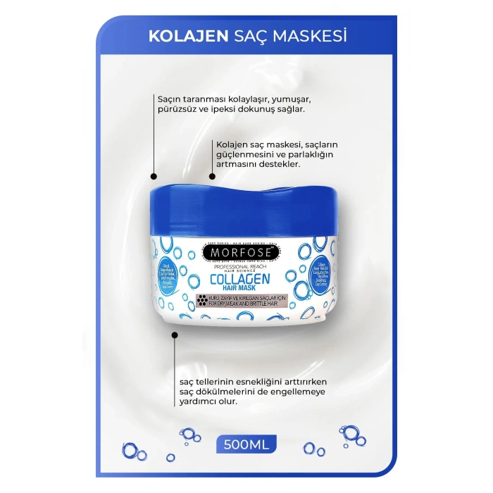 Kolajen Saç Maskesi 500 ML - Zayıf ve Kırılgan Saçlar İçin - mrfs