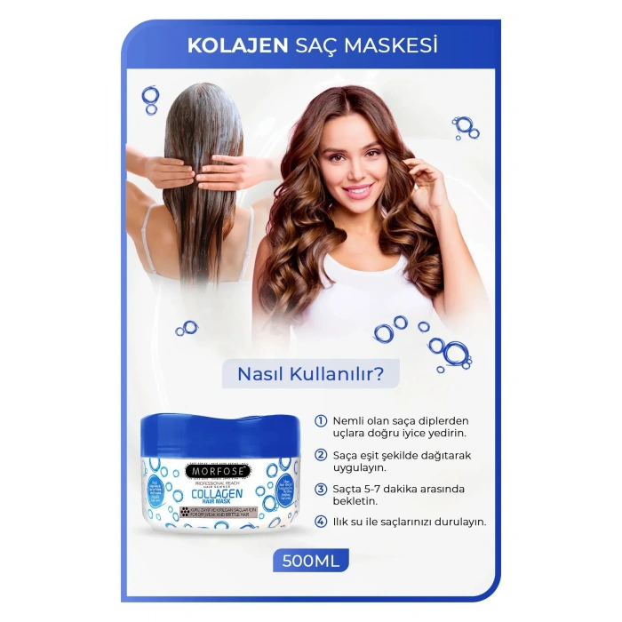 Kolajen Saç Maskesi 500 ML - Zayıf ve Kırılgan Saçlar İçin - mrfs