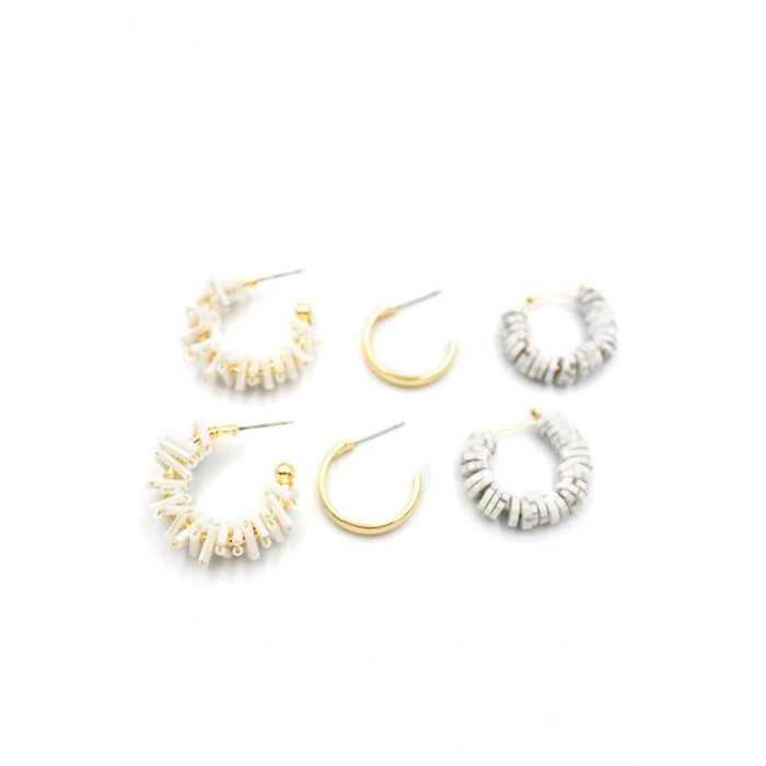 Kristal Boncuklu Küpe - Beyaz