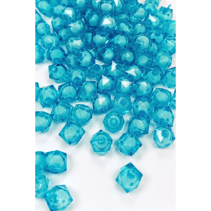 Küp Boncuk İçten Boncuklu Bileklik Çanta Boncuğu 10 mm 50 gr Gök Mavi - BNC449