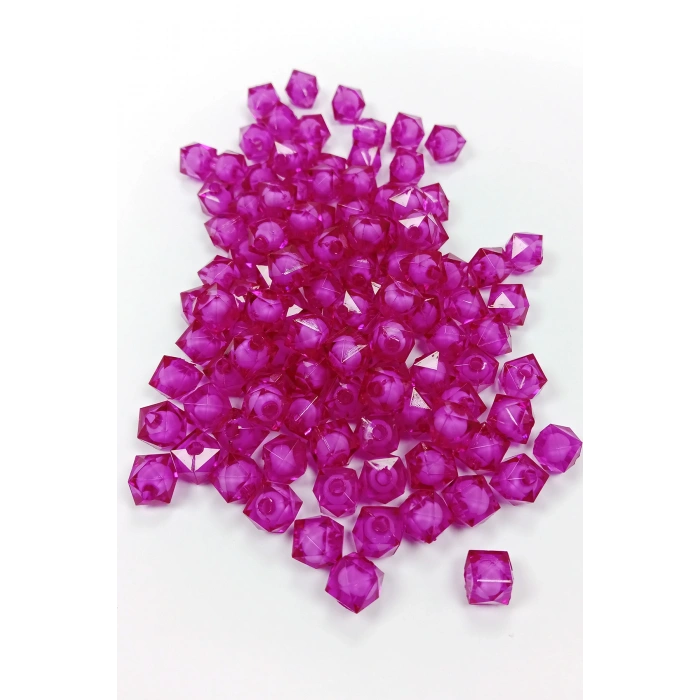 Küp Boncuk İçten Boncuklu Bileklik Çanta Boncuğu 10 mm 50 gr Mor - BNC451