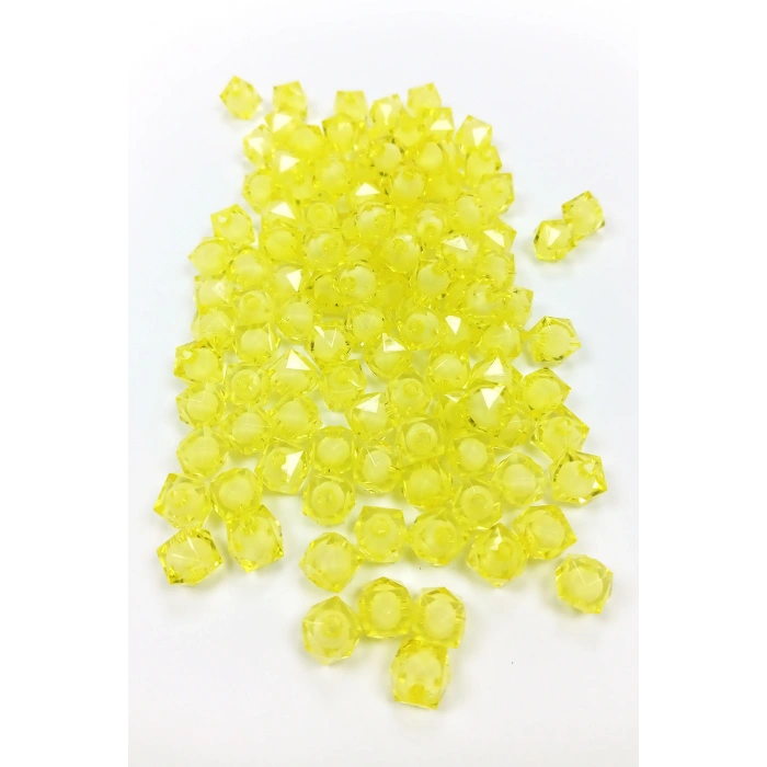 Küp Boncuk İçten Boncuklu Bileklik Çanta Boncuğu 10 mm 50 gr Sarı - BNC454